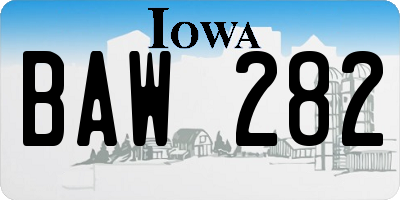 IA license plate BAW282