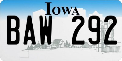 IA license plate BAW292