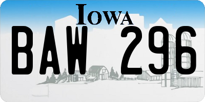IA license plate BAW296