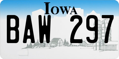 IA license plate BAW297