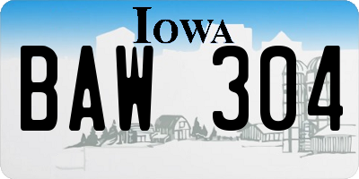 IA license plate BAW304