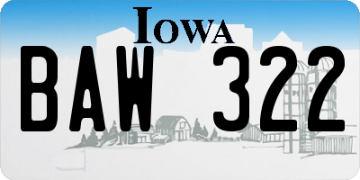 IA license plate BAW322