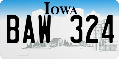 IA license plate BAW324
