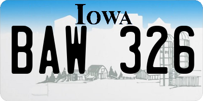 IA license plate BAW326