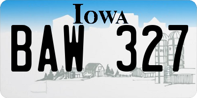 IA license plate BAW327