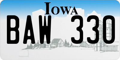 IA license plate BAW330