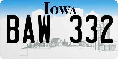 IA license plate BAW332