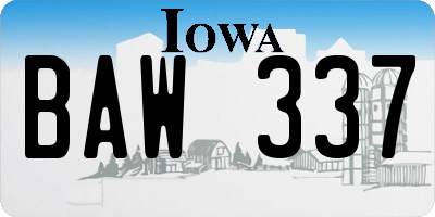 IA license plate BAW337