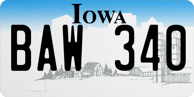 IA license plate BAW340