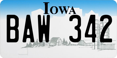 IA license plate BAW342