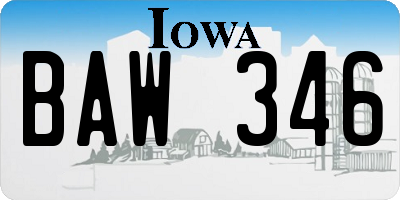 IA license plate BAW346