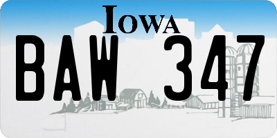 IA license plate BAW347