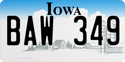 IA license plate BAW349