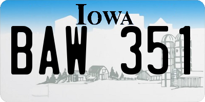 IA license plate BAW351