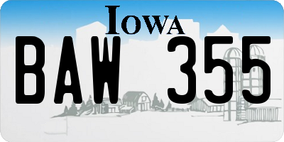IA license plate BAW355