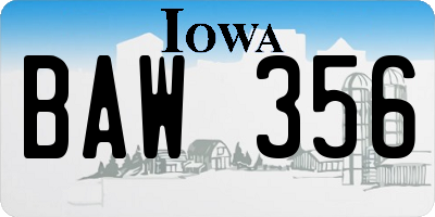 IA license plate BAW356