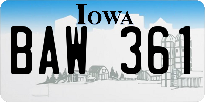 IA license plate BAW361