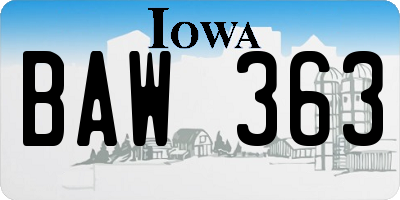 IA license plate BAW363