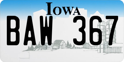 IA license plate BAW367