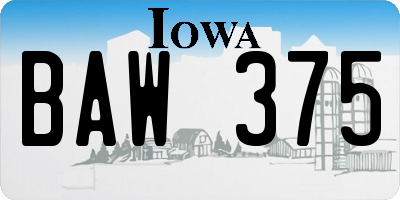 IA license plate BAW375