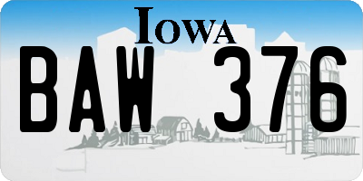 IA license plate BAW376