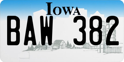 IA license plate BAW382