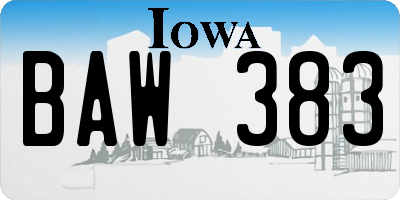 IA license plate BAW383