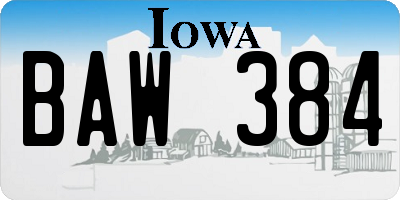 IA license plate BAW384