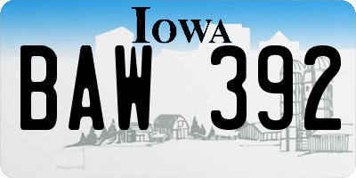 IA license plate BAW392