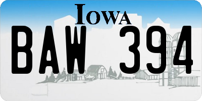 IA license plate BAW394