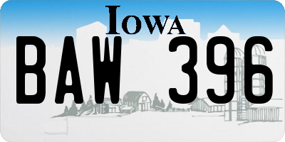 IA license plate BAW396