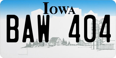 IA license plate BAW404