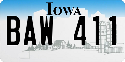 IA license plate BAW411