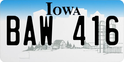 IA license plate BAW416