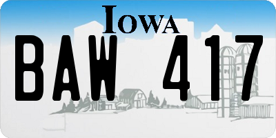 IA license plate BAW417