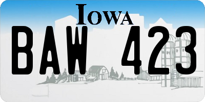 IA license plate BAW423
