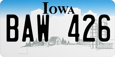 IA license plate BAW426