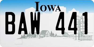 IA license plate BAW441
