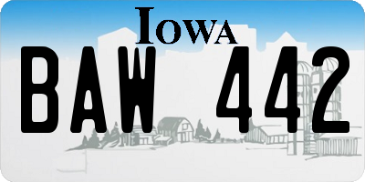 IA license plate BAW442