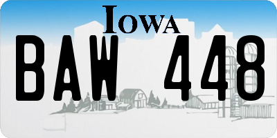 IA license plate BAW448