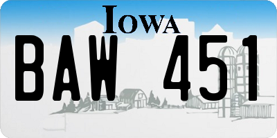IA license plate BAW451