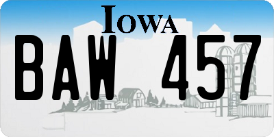 IA license plate BAW457