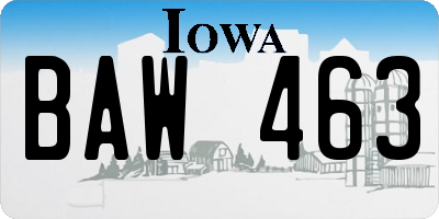 IA license plate BAW463