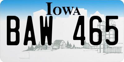 IA license plate BAW465