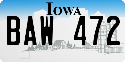 IA license plate BAW472