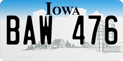 IA license plate BAW476