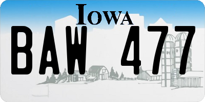 IA license plate BAW477