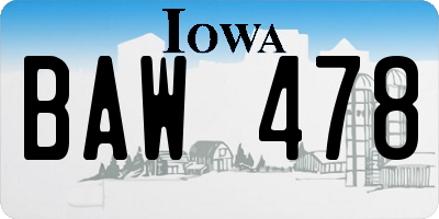 IA license plate BAW478