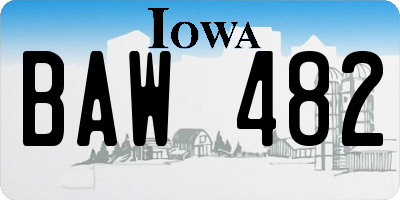 IA license plate BAW482