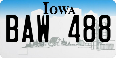 IA license plate BAW488